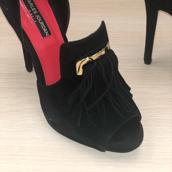 Charles Jourdan Peep Toe Tassel Heels, sz 8 - Picture 3 of 6